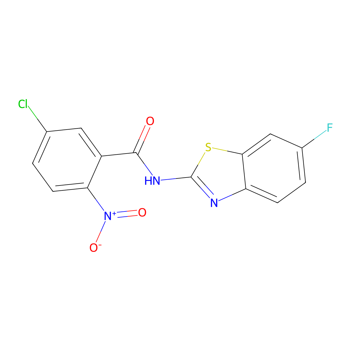 5-chloro-N-(6-fluoro-1,3-benzothiazol-2-yl)-2-nitrobenzamide molecular structure, CAS 476297-88-8