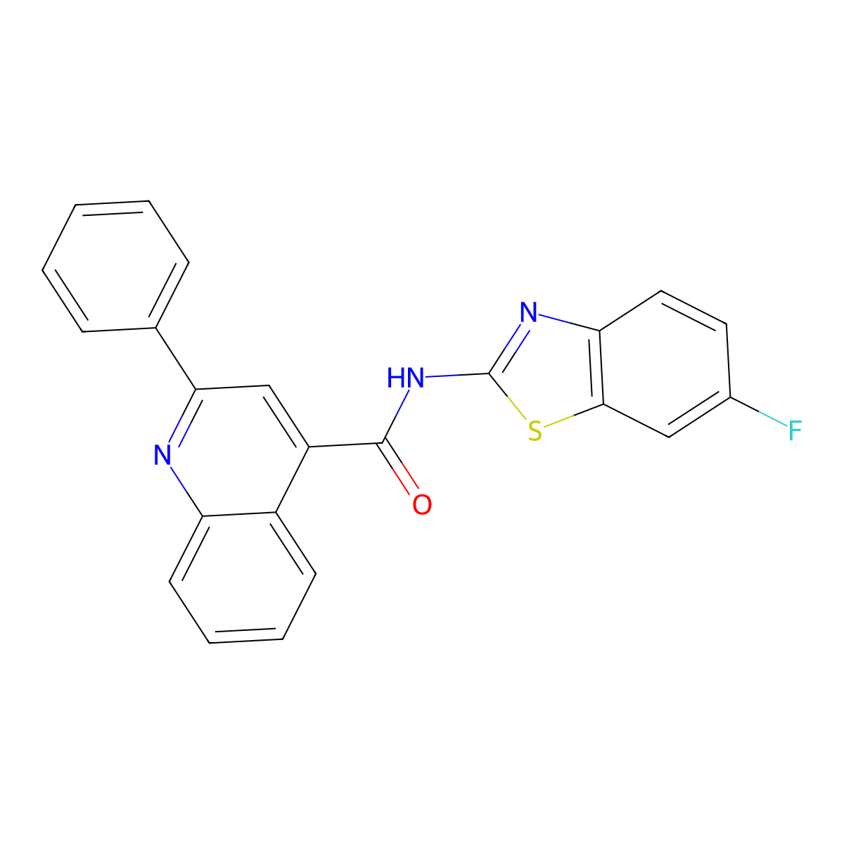 N-(6-fluoro-1,3-benzothiazol-2-yl)-2-phenylquinoline-4-carboxamide molecular structure, CAS 476297-92-4