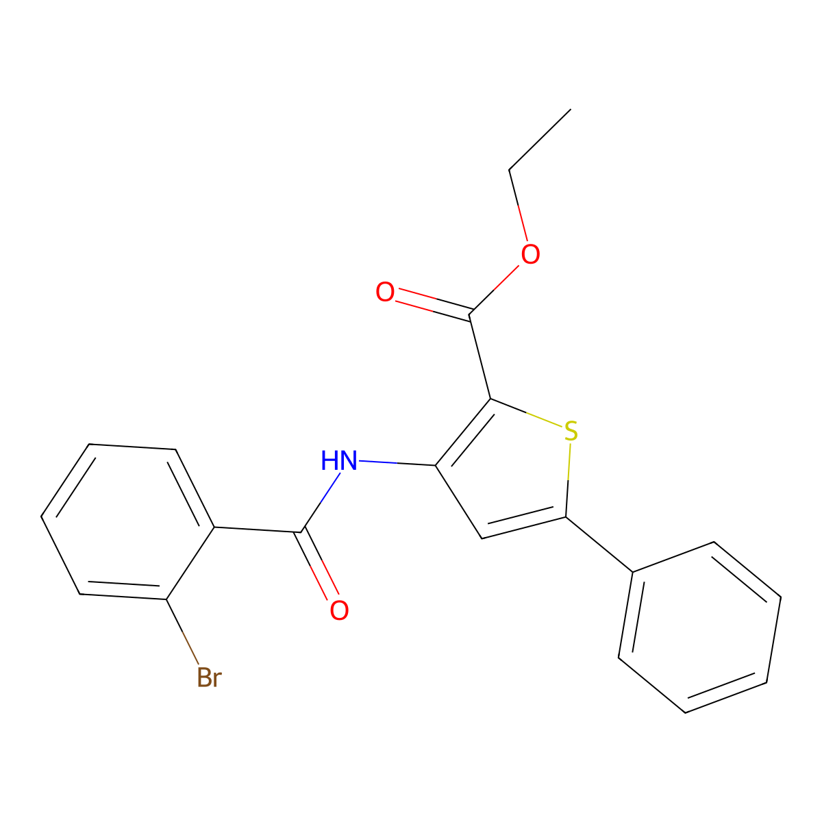 Ethyl 3-(2-bromobenzamido)-5-phenylthiophene-2-carboxylate molecular structure, CAS 476298-31-4
