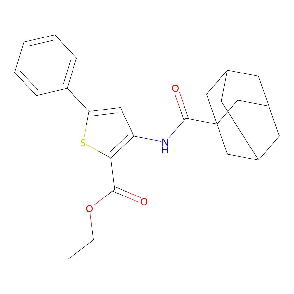 Ethyl 3-(adamantane-1-carbonylamino)-5-phenylthiophene-2-carboxylate molecular structure, CAS 476298-35-8