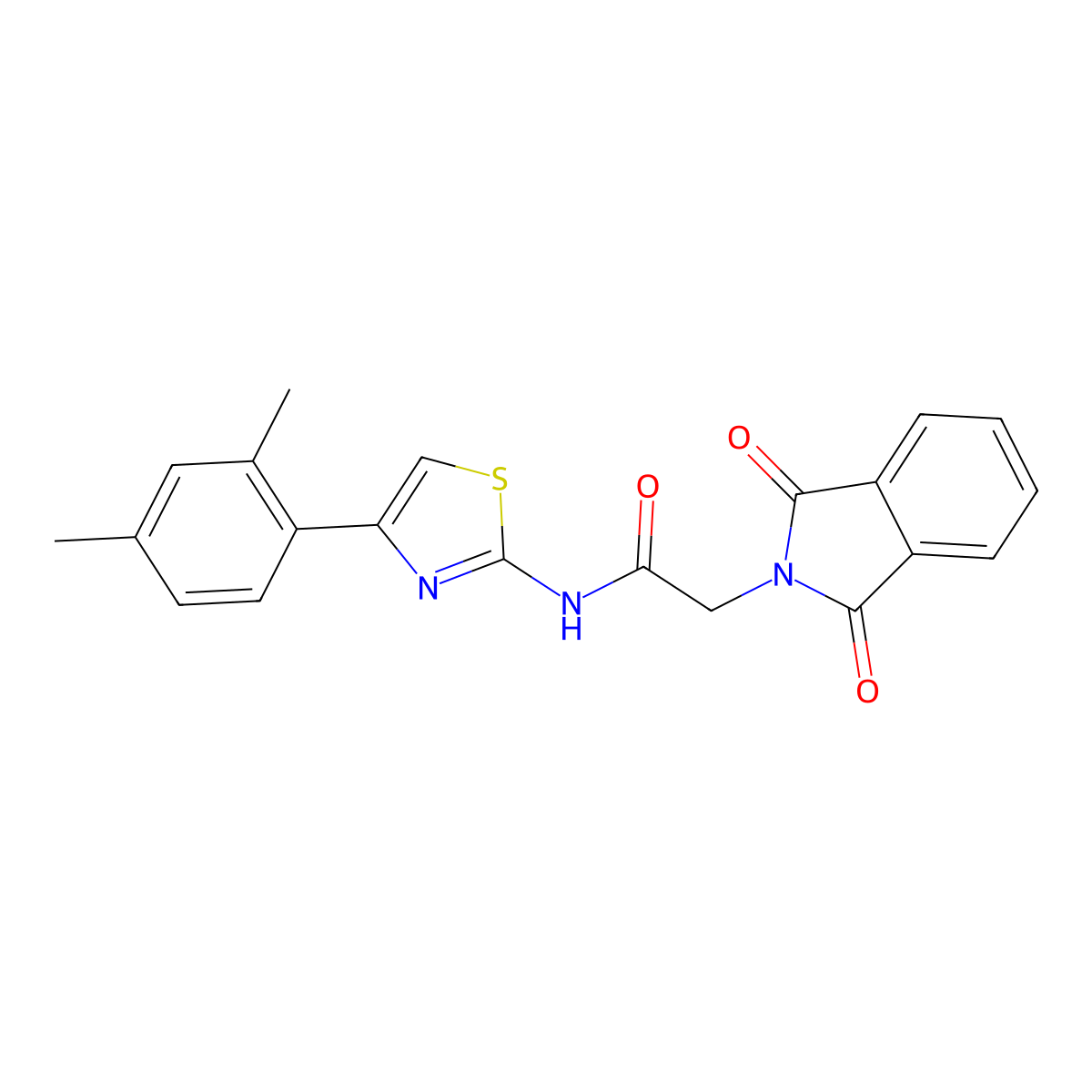 N-(4-(2,4-dimethylphenyl)thiazol-2-yl)-2-(1,3-dioxoisoindolin-2-yl)acetamide molecular structure, CAS 476298-60-9