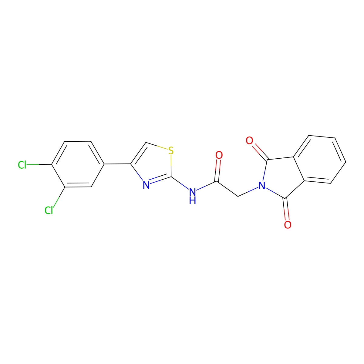 N-(4-(3,4-dichlorophenyl)thiazol-2-yl)-2-(1,3-dioxoisoindolin-2-yl)acetamide molecular structure, CAS 476298-65-4