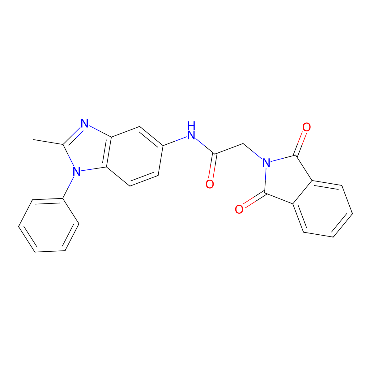 2-(1,3-dioxoisoindolin-2-yl)-N-(2-methyl-1-phenyl-1H-benzo[d]imidazol-5-yl)acetamide molecular structure, CAS 476298-68-7