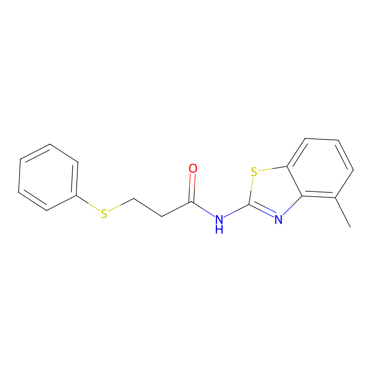 N-(4-methylbenzo[d]thiazol-2-yl)-3-(phenylthio)propanamide molecular structure, CAS 476307-27-4