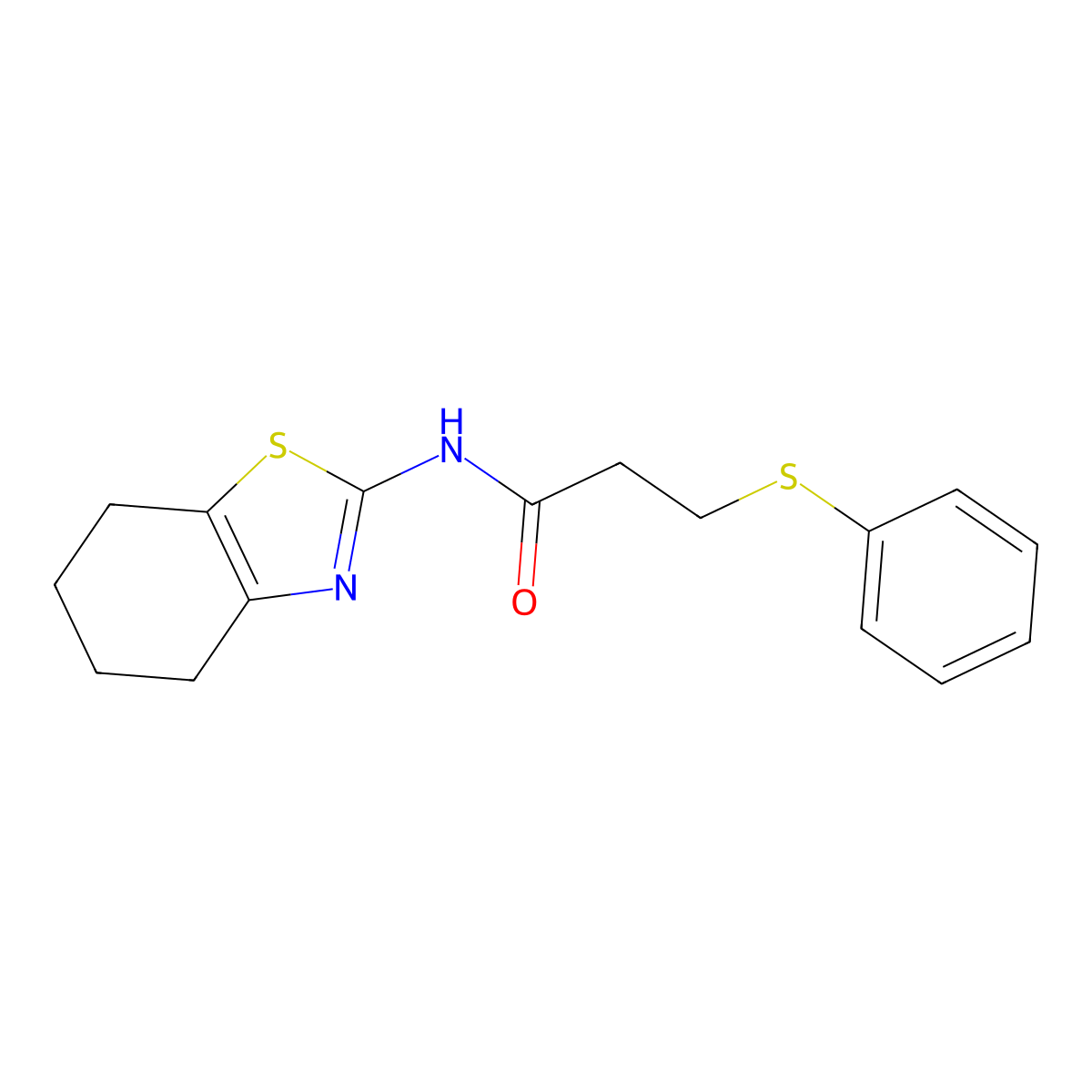3-(phenylsulfanyl)-N-(4,5,6,7-tetrahydro-1,3-benzothiazol-2-yl)propanamide molecular structure, CAS 476307-28-5
