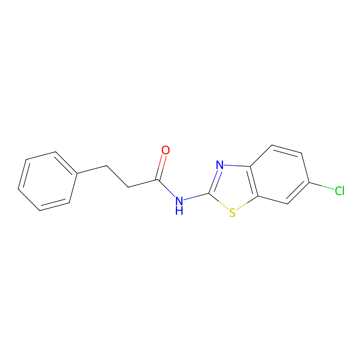 N-(6-chloro-1,3-benzothiazol-2-yl)-3-phenylpropanamide molecular structure, CAS 476307-44-5