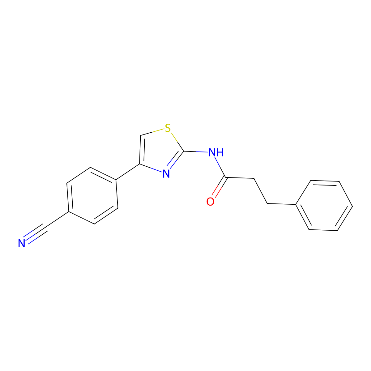 N-[4-(4-cyanophenyl)-1,3-thiazol-2-yl]-3-phenylpropanamide molecular structure, CAS 476307-55-8