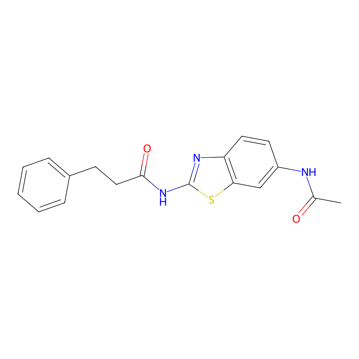 N-(6-acetamido-1,3-benzothiazol-2-yl)-3-phenylpropanamide molecular structure, CAS 476307-57-0