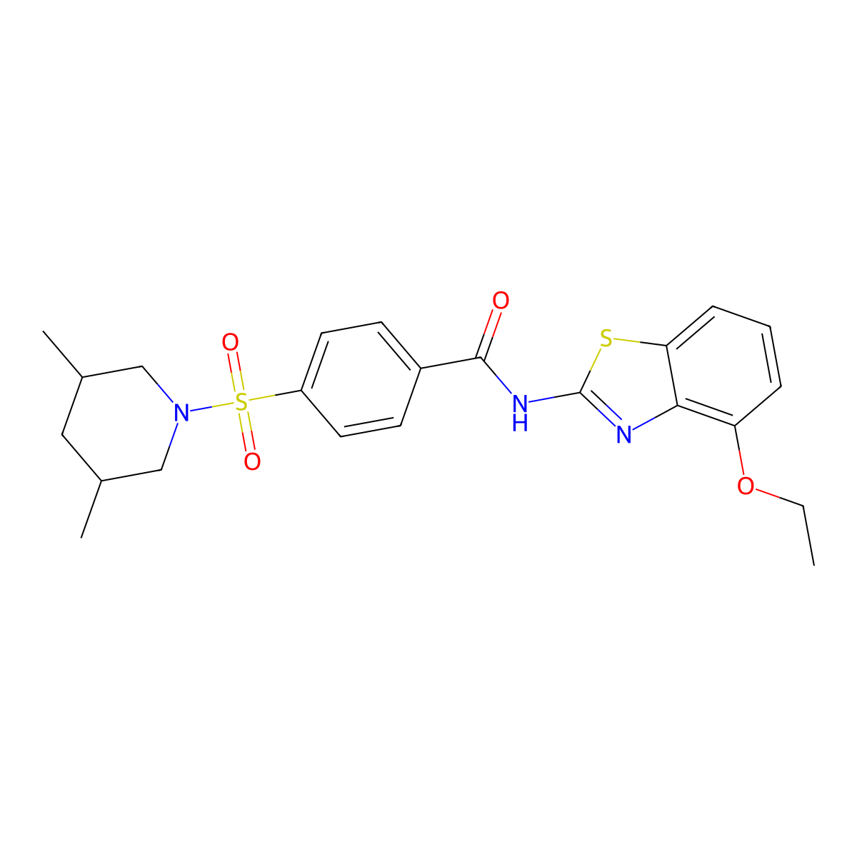 4-((3,5-dimethylpiperidin-1-yl)sulfonyl)-N-(4-ethoxybenzo[d]thiazol-2-yl)benzamide molecular structure, CAS 476308-43-7