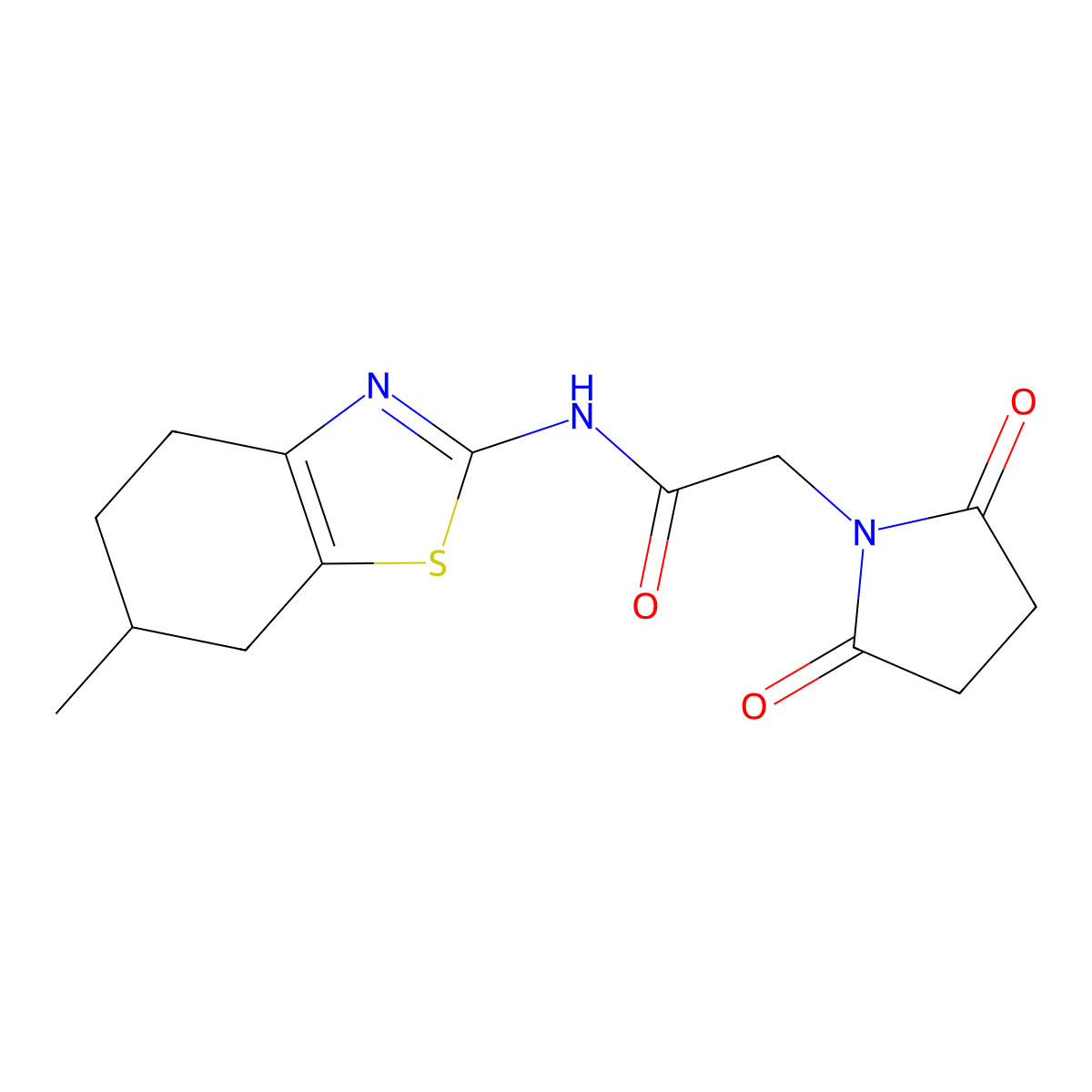 2-(2,5-dioxopyrrolidin-1-yl)-N-(6-methyl-4,5,6,7-tetrahydro-1,3-benzothiazol-2-yl)acetamide molecular structure, CAS 476308-59-5