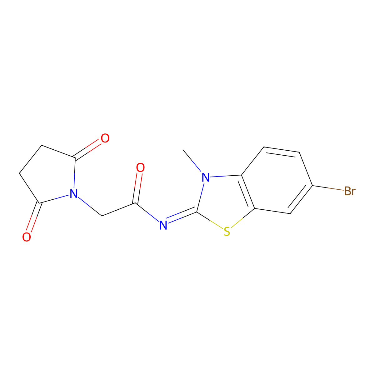 (E)-N-(6-bromo-3-methylbenzo[d]thiazol-2(3H)-ylidene)-2-(2,5-dioxopyrrolidin-1-yl)acetamide molecular structure, CAS 476308-60-8