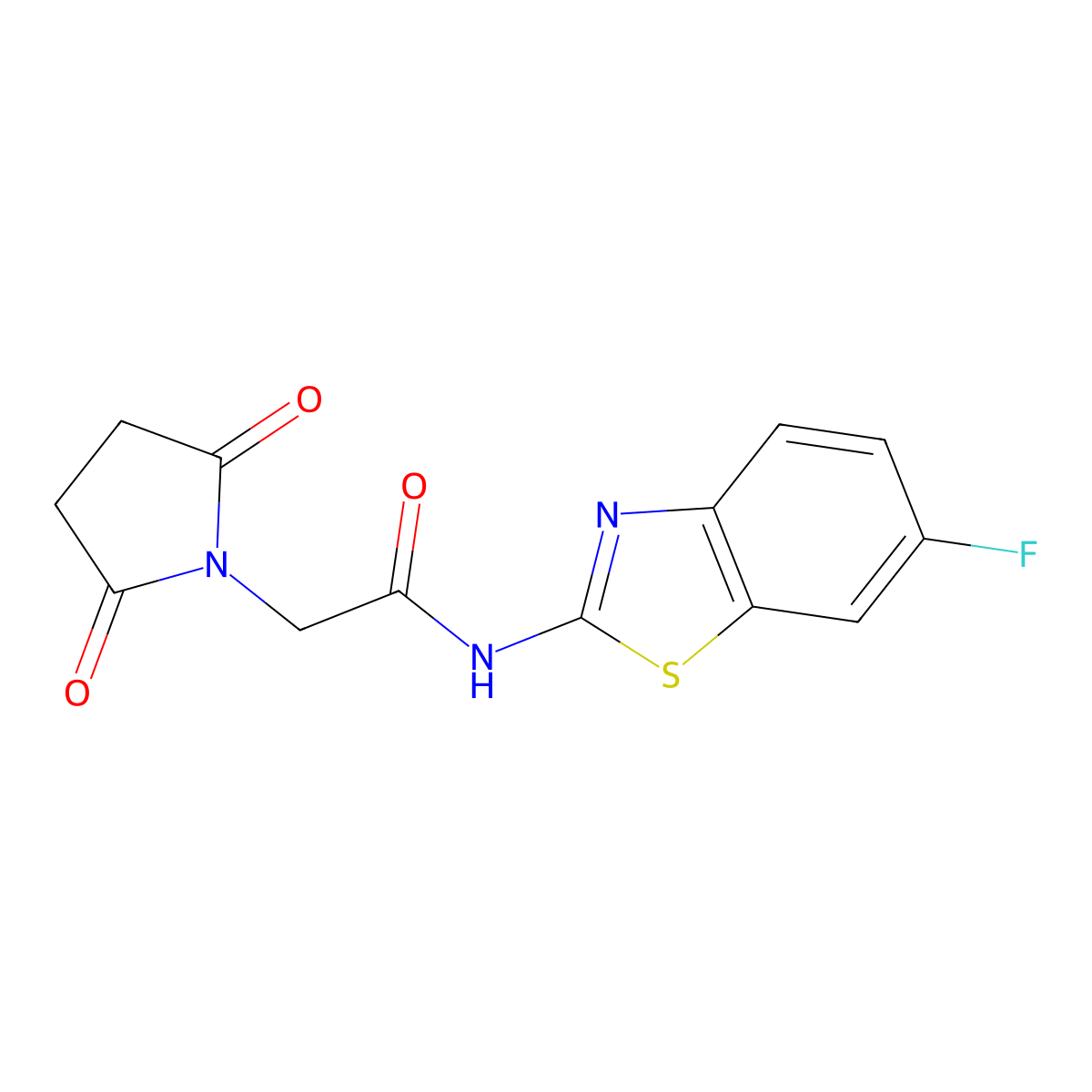 2-(2,5-dioxopyrrolidin-1-yl)-N-(6-fluoro-1,3-benzothiazol-2-yl)acetamide molecular structure, CAS 476308-64-2