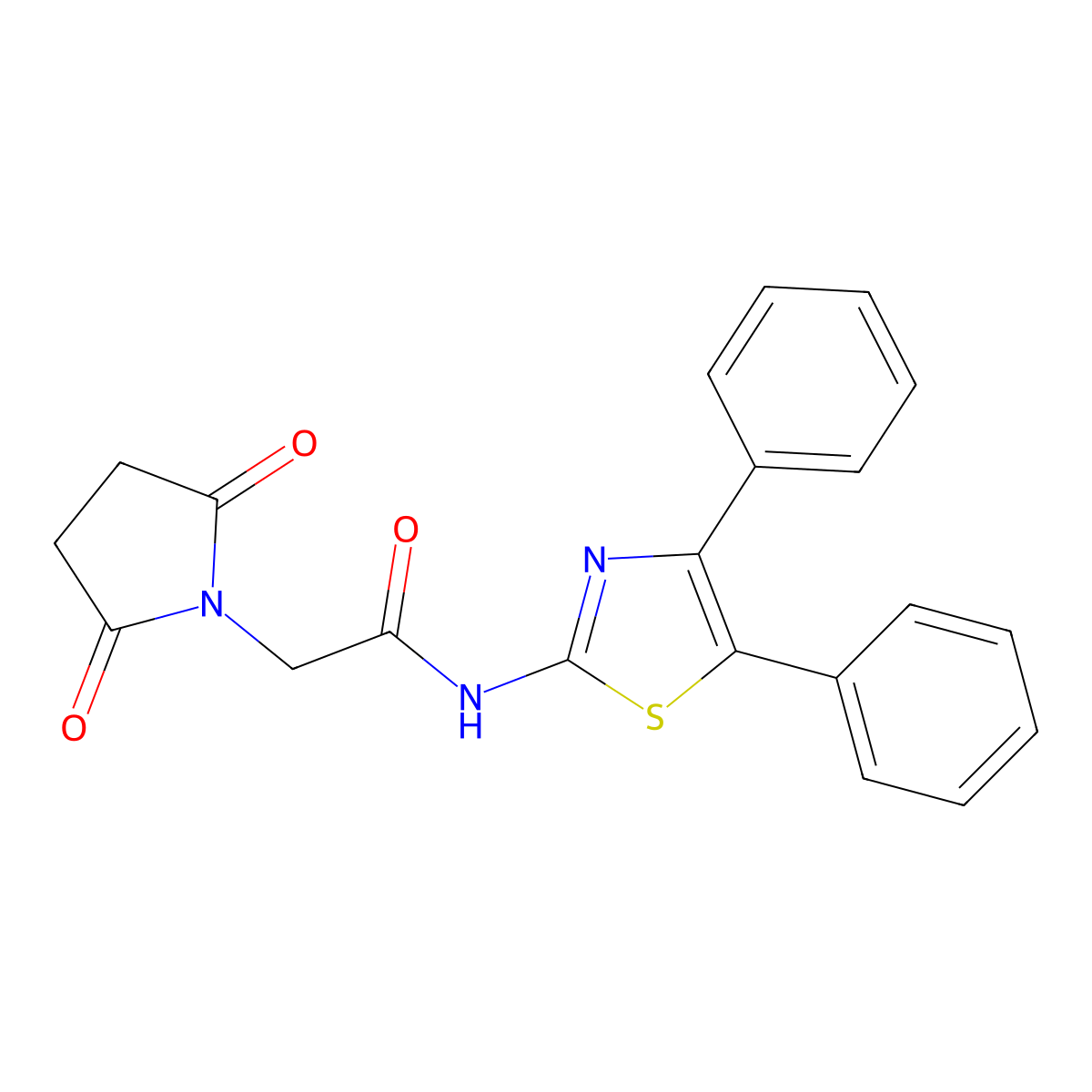 2-(2,5-dioxopyrrolidin-1-yl)-N-(4,5-diphenyl-1,3-thiazol-2-yl)acetamide molecular structure, CAS 476308-65-3
