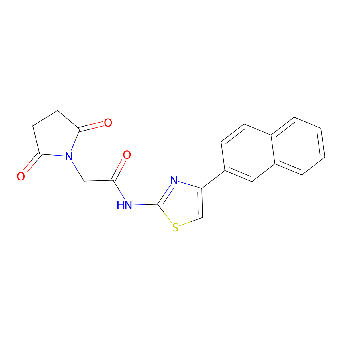 2-(2,5-dioxopyrrolidin-1-yl)-N-(4-(naphthalen-2-yl)thiazol-2-yl)acetamide molecular structure, CAS 476308-67-5