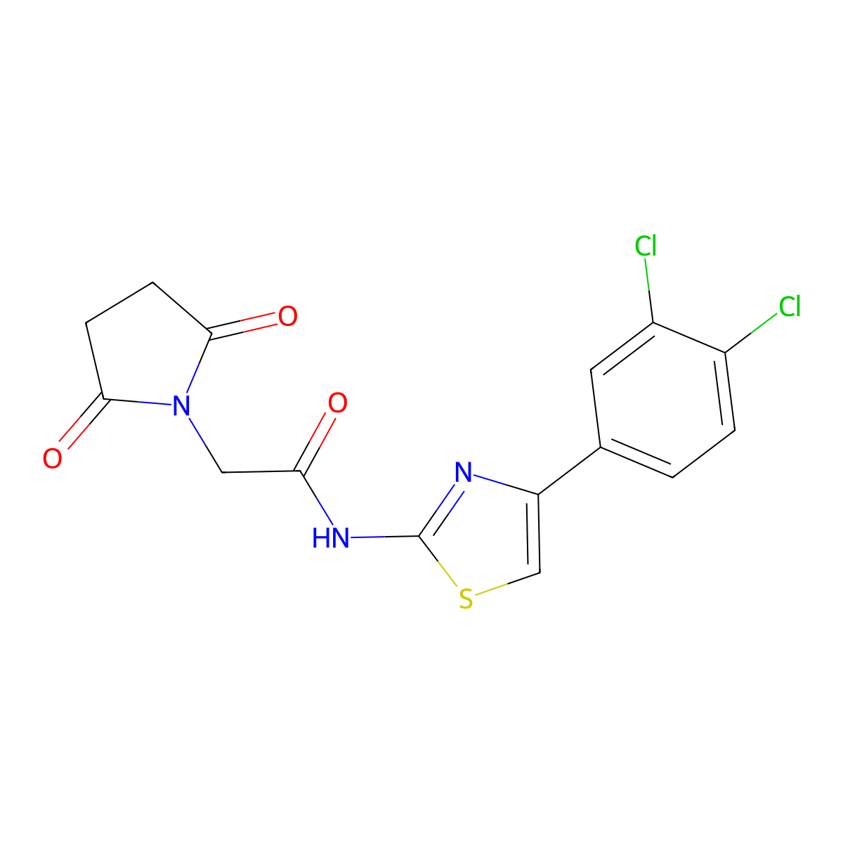 N-[4-(3,4-dichlorophenyl)-1,3-thiazol-2-yl]-2-(2,5-dioxopyrrolidin-1-yl)acetamide molecular structure, CAS 476308-68-6