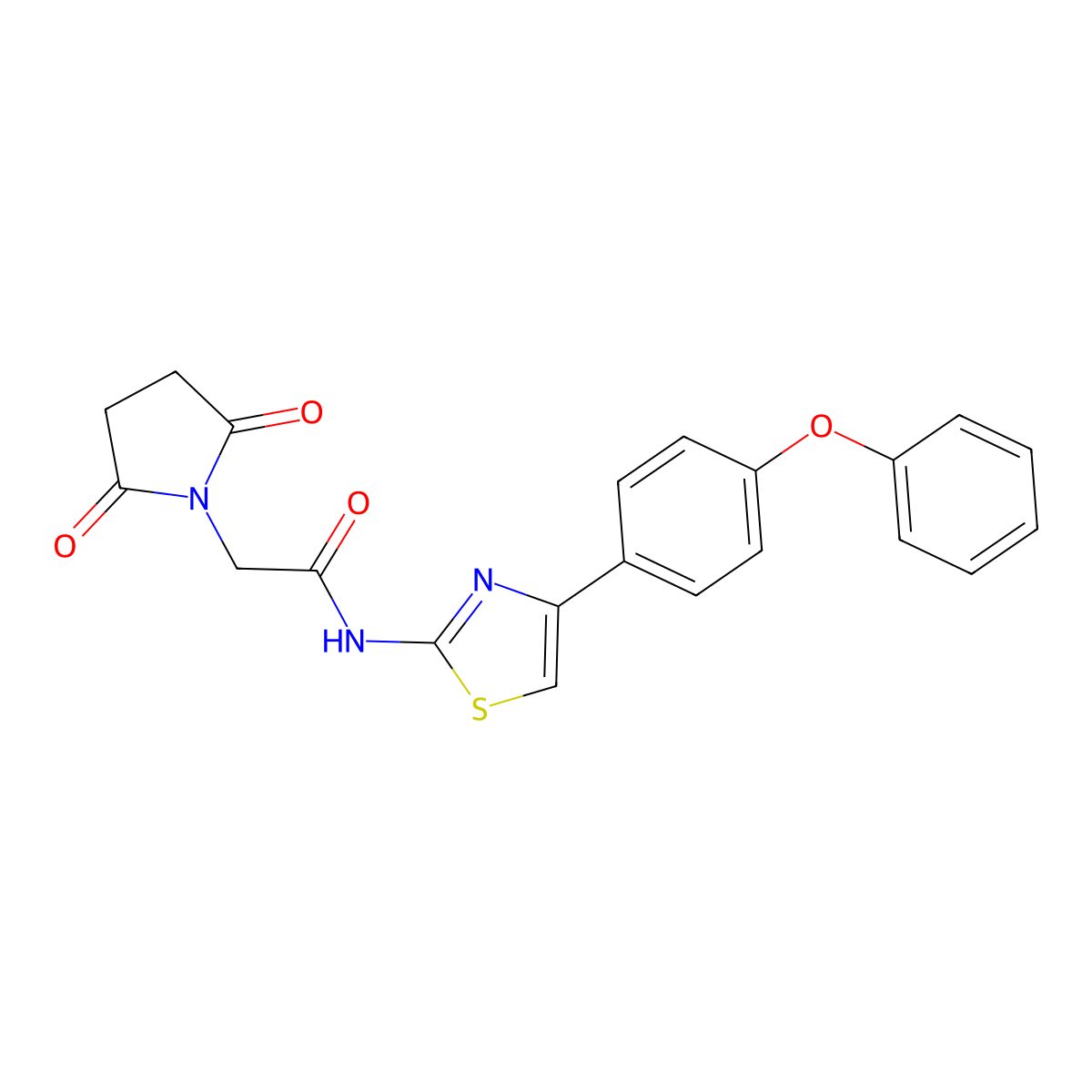 2-(2,5-dioxopyrrolidin-1-yl)-N-[4-(4-phenoxyphenyl)-1,3-thiazol-2-yl]acetamide molecular structure, CAS 476308-69-7