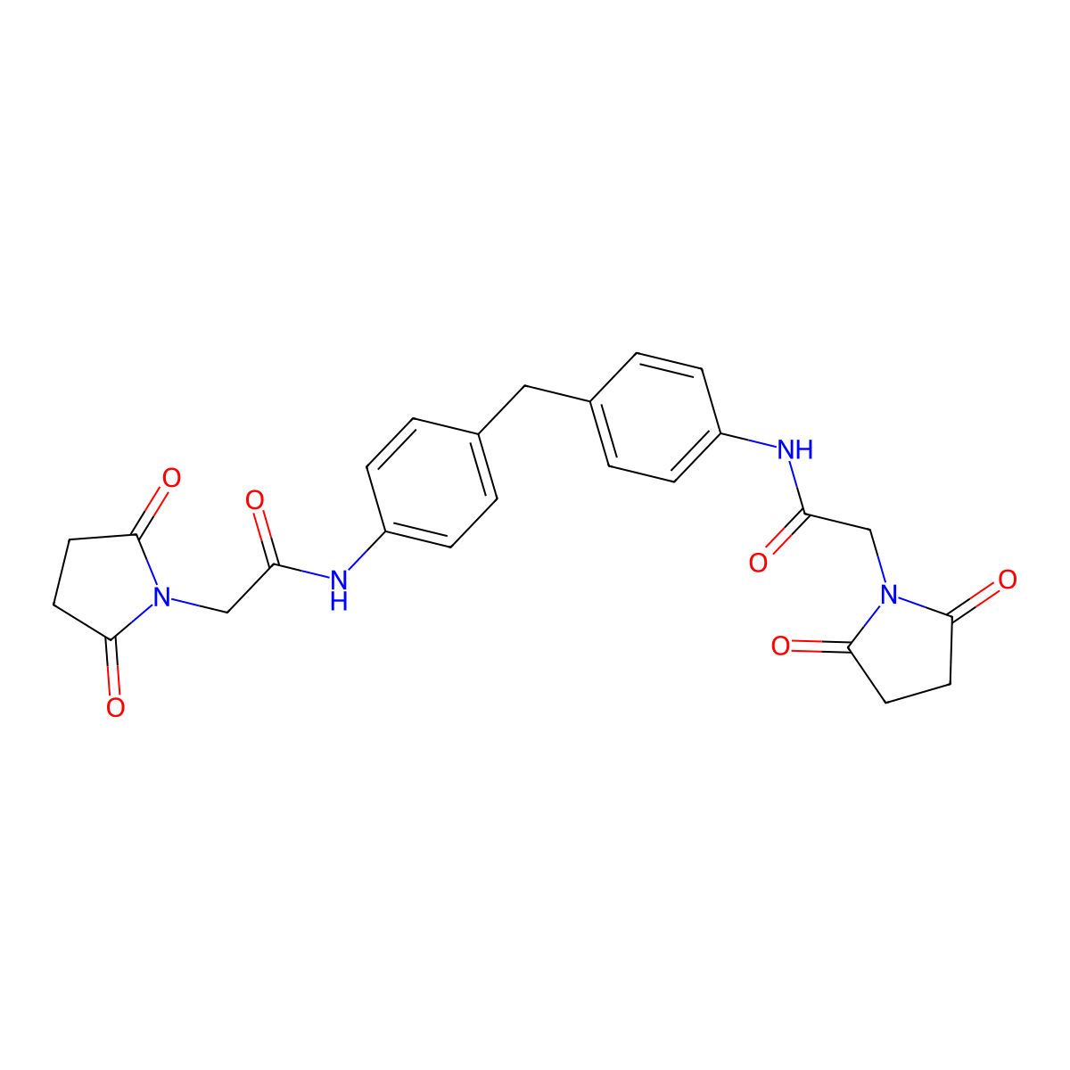 2-(2,5-dioxopyrrolidin-1-yl)-N-[4-[[4-[[2-(2,5-dioxopyrrolidin-1-yl)acetyl]amino]phenyl]methyl]phenyl]acetamide molecular structure, CAS 476308-80-2
