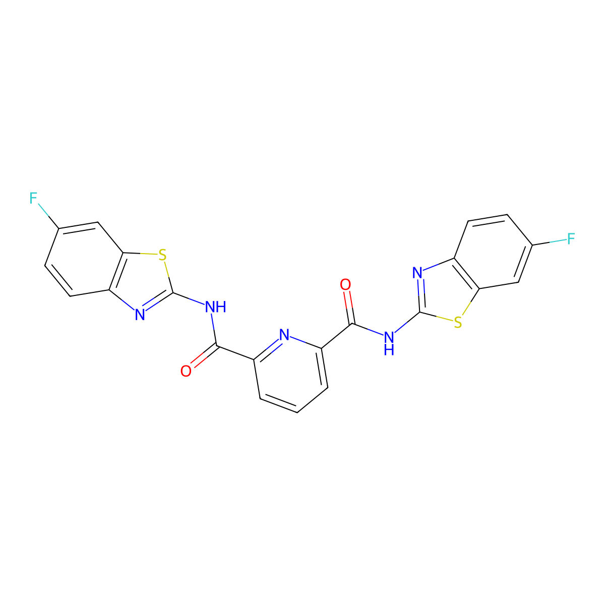 N2,N6-bis(6-fluorobenzo[d]thiazol-2-yl)pyridine-2,6-dicarboxamide molecular structure, CAS 476308-98-2