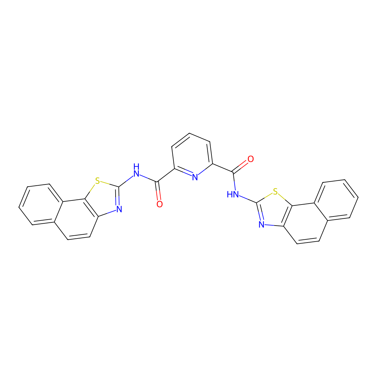 N2,N6-bis(naphtho[2,1-d]thiazol-2-yl)pyridine-2,6-dicarboxamide molecular structure, CAS 476309-01-0