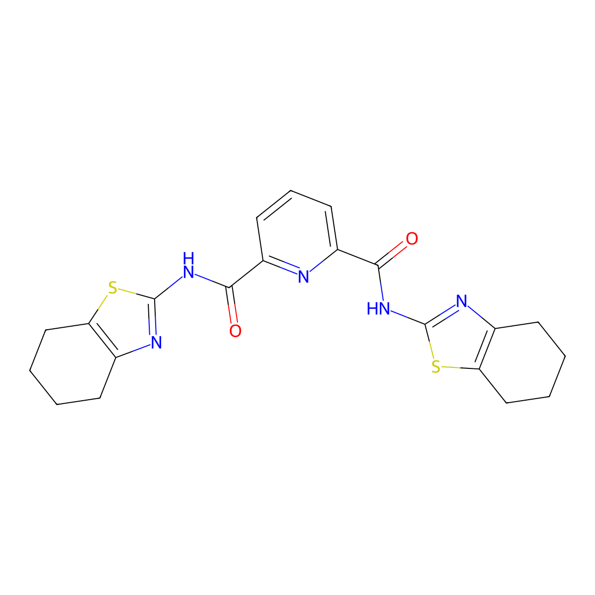 N2,N6-bis(4,5,6,7-tetrahydrobenzo[d]thiazol-2-yl)pyridine-2,6-dicarboxamide molecular structure, CAS 476309-04-3