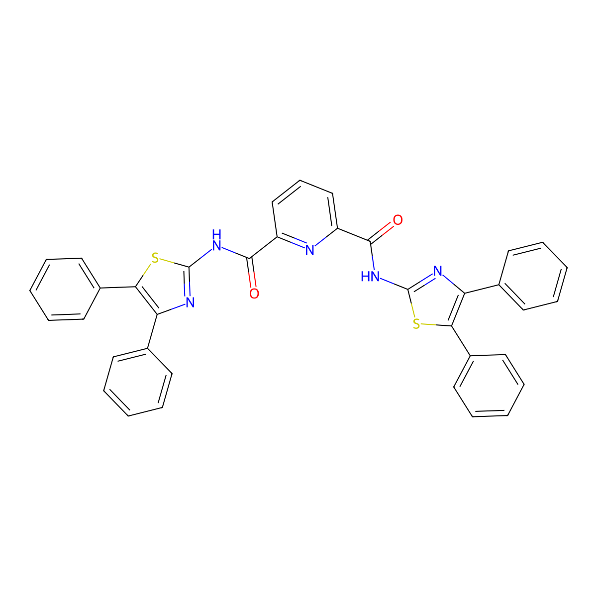 N2,N6-bis(4,5-diphenylthiazol-2-yl)pyridine-2,6-dicarboxamide molecular structure, CAS 476309-14-5
