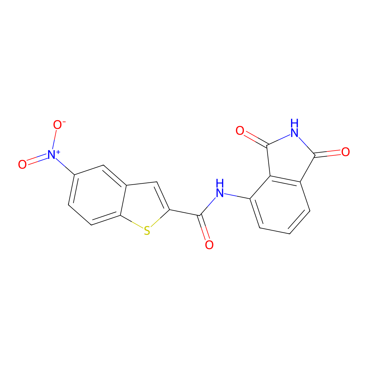 N-(1,3-dioxoisoindolin-4-yl)-5-nitrobenzo[b]thiophene-2-carboxamide molecular structure, CAS 476309-57-6