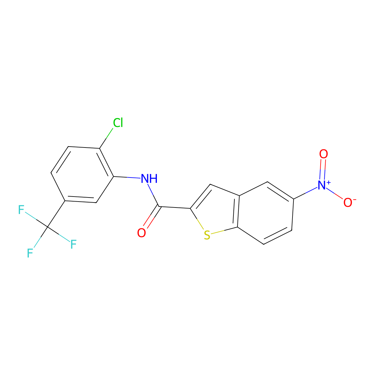N-[2-chloro-5-(trifluoromethyl)phenyl]-5-nitro-1-benzothiophene-2-carboxamide molecular structure, CAS 476309-61-2