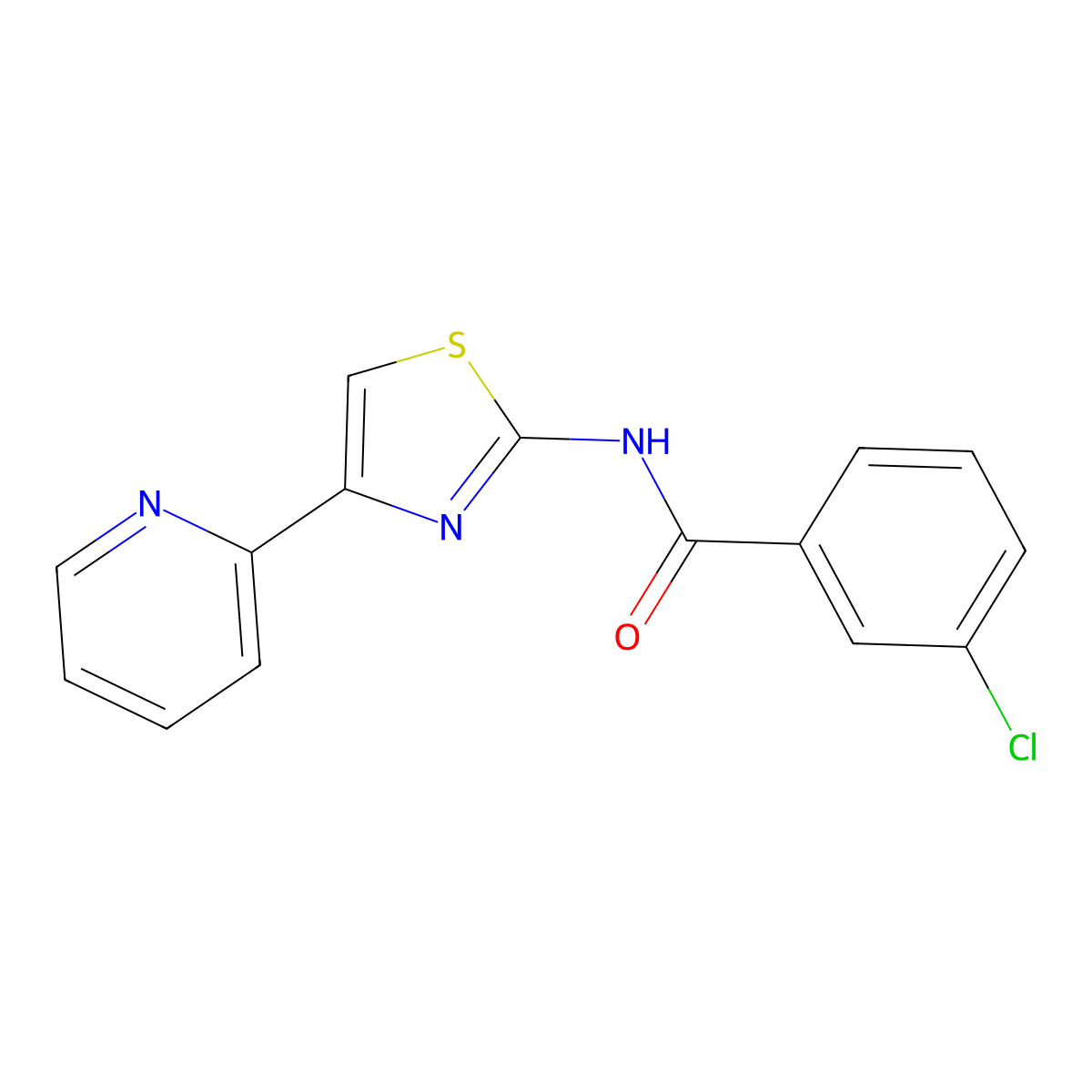 3-Chloro-N-(4-pyridin-2-yl-thiazol-2-yl)-benzamide molecular structure, CAS 476317-26-7