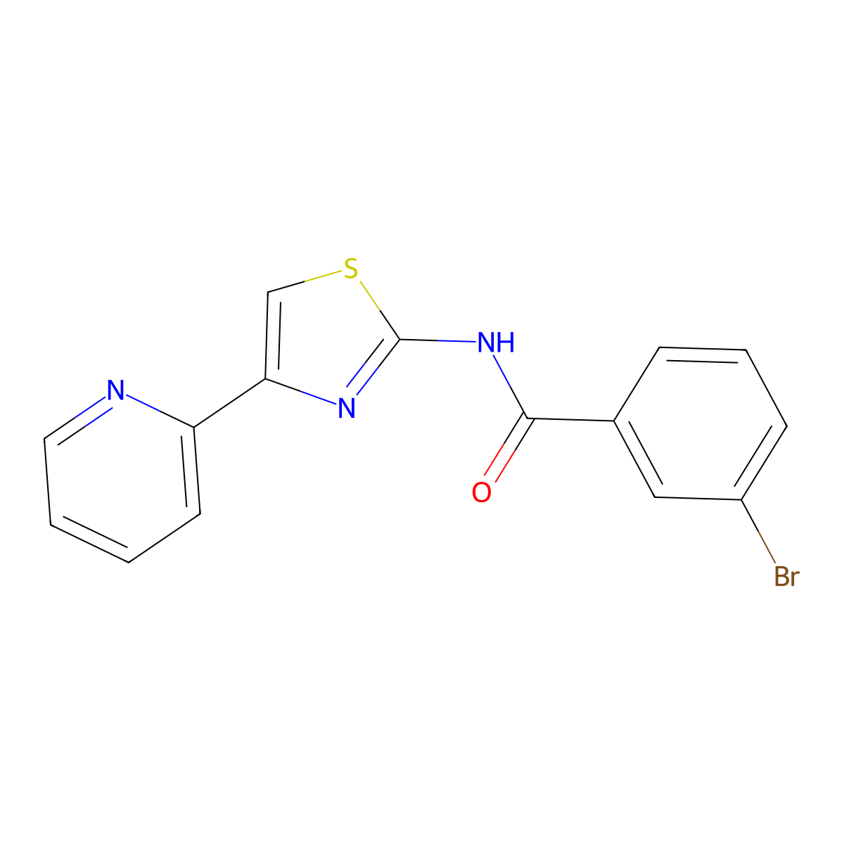 3-bromo-N-[4-(2-pyridyl)thiazol-2-yl]benzamide molecular structure, CAS 476317-33-6