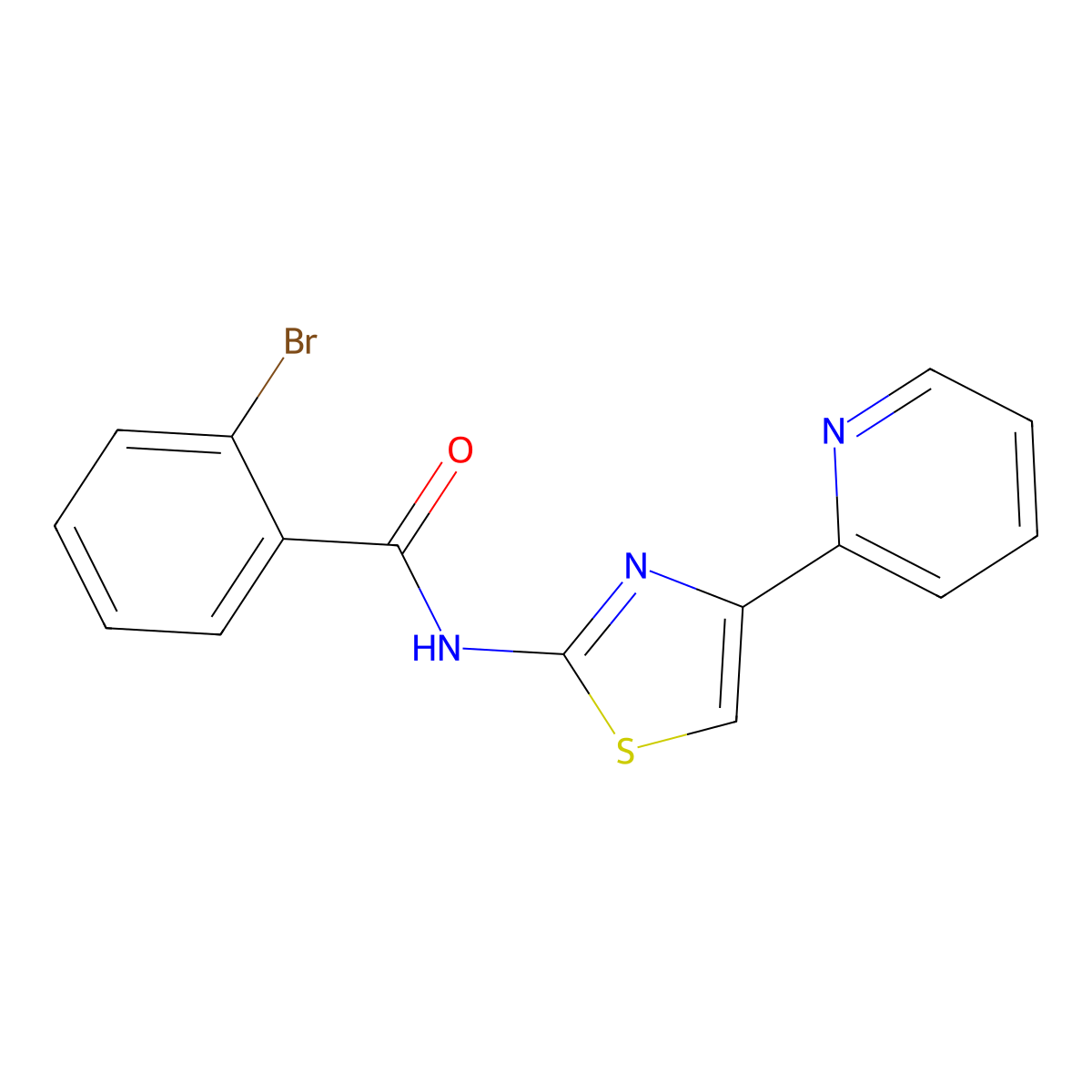 2-bromo-N-(4-(pyridin-2-yl)thiazol-2-yl)benzamide molecular structure, CAS 476317-34-7