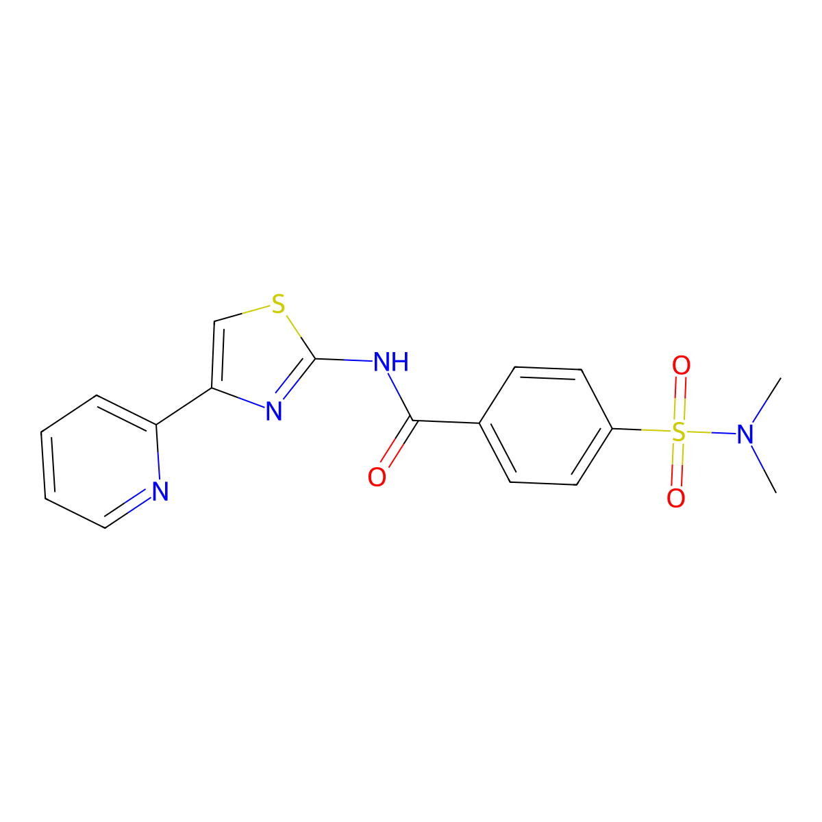 4-(N,N-dimethylsulfamoyl)-N-(4-(pyridin-2-yl)thiazol-2-yl)benzamide molecular structure, CAS 476317-43-8