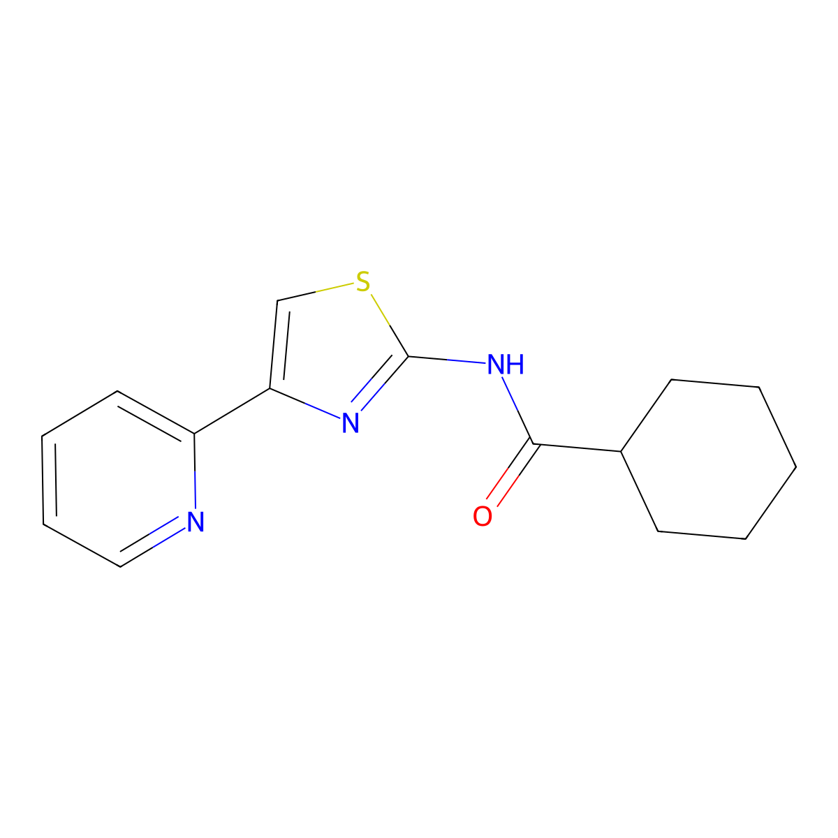 N-[4-(pyridin-2-yl)-1,3-thiazol-2-yl]cyclohexanecarboxamide molecular structure, CAS 476317-51-8