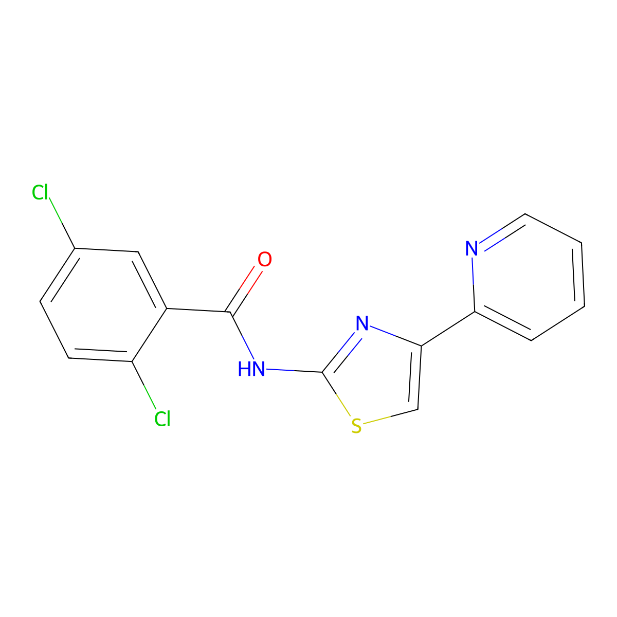 2,5-dichloro-N-(4-(pyridin-2-yl)thiazol-2-yl)benzamide molecular structure, CAS 476317-52-9