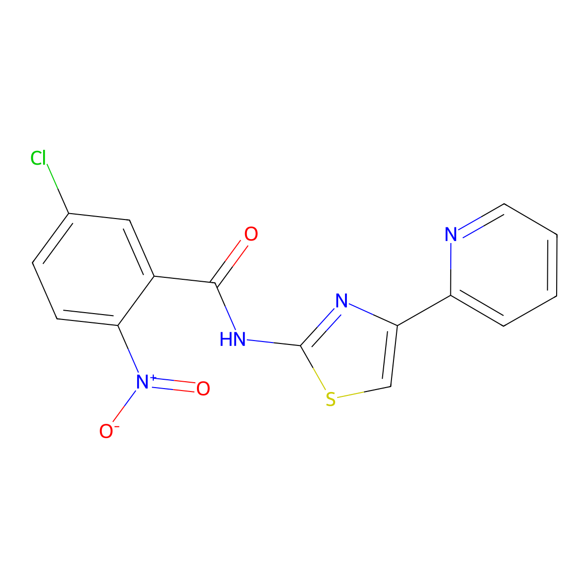 5-chloro-2-nitro-N-(4-pyridin-2-yl-1,3-thiazol-2-yl)benzamide molecular structure, CAS 476317-53-0