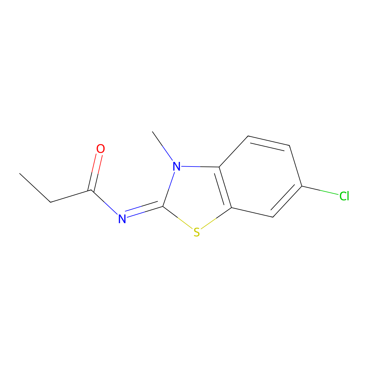 N-(6-chloro-3-methyl-1,3-benzothiazol-2-ylidene)propanamide molecular structure, CAS 476317-63-2