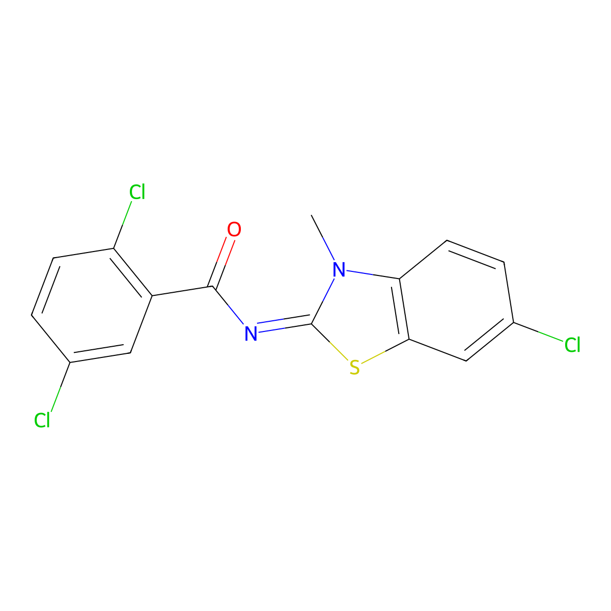 2,5-dichloro-N-(6-chloro-3-methyl-1,3-benzothiazol-2-ylidene)benzamide molecular structure, CAS 476317-77-8