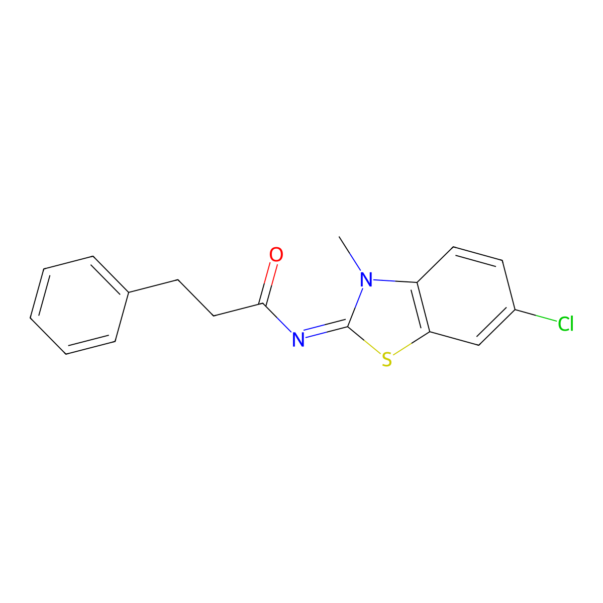 N-(6-chloro-3-methyl-1,3-benzothiazol-2-ylidene)-3-phenylpropanamide molecular structure, CAS 476317-83-6
