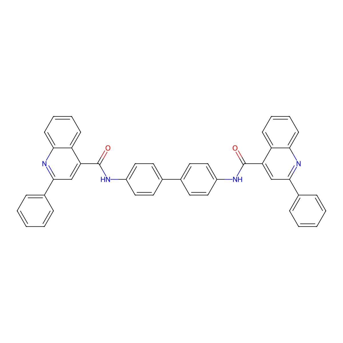 2-phenyl-N-[4-[4-[(2-phenylquinoline-4-carbonyl)amino]phenyl]phenyl]quinoline-4-carboxamide molecular structure, CAS 476318-09-9