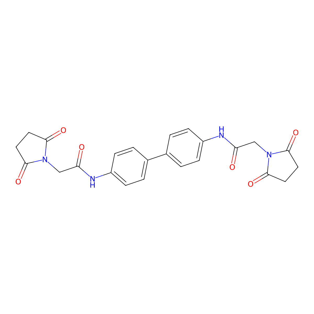 N,N'-([1,1'-biphenyl]-4,4'-diyl)bis(2-(2,5-dioxopyrrolidin-1-yl)acetamide) molecular structure, CAS 476318-12-4