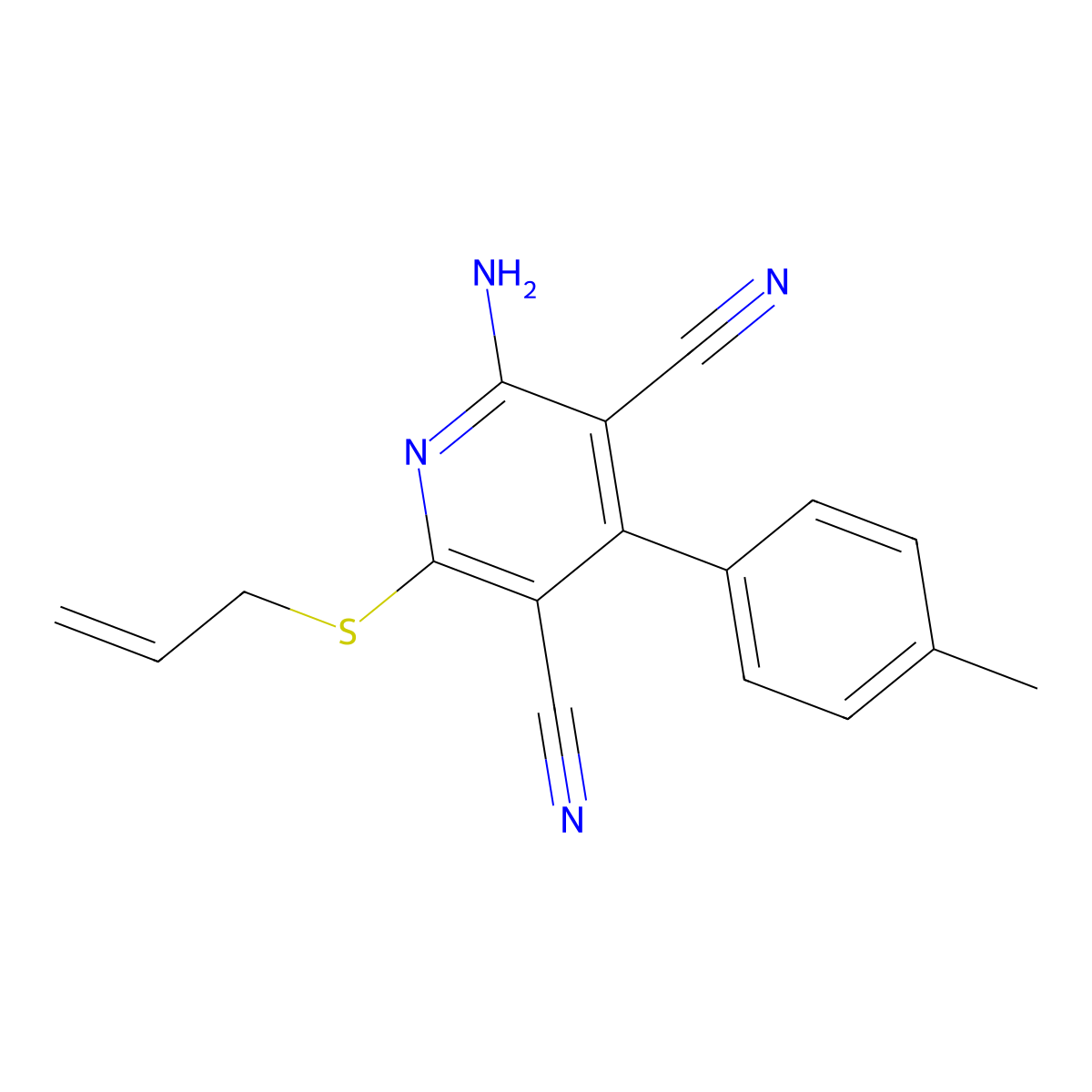 2-(Allylthio)-6-amino-4-(p-tolyl)pyridine-3,5-dicarbonitrile molecular structure, CAS 476318-80-6
