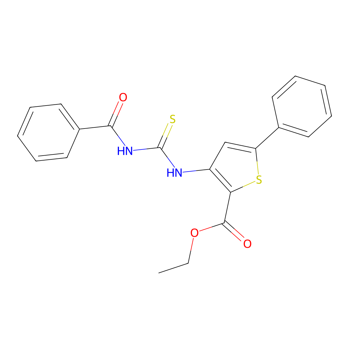 Ethyl 3-(3-benzoylthioureido)-5-phenylthiophene-2-carboxylate molecular structure, CAS 476319-39-8