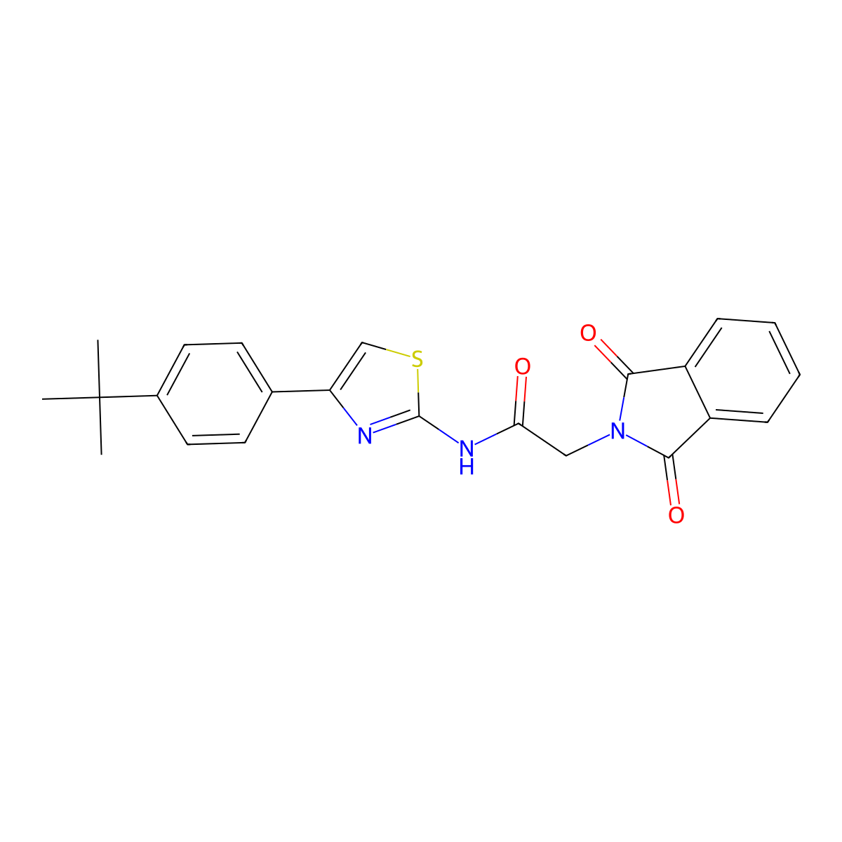N-(4-(4-(tert-butyl)phenyl)thiazol-2-yl)-2-(1,3-dioxoisoindolin-2-yl)acetamide molecular structure, CAS 476319-47-8
