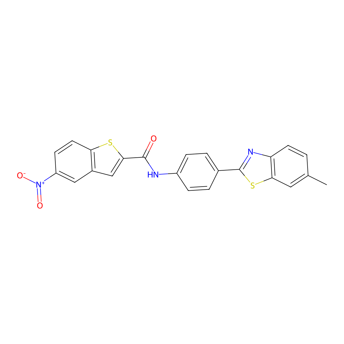 N-(4-(6-methylbenzo[d]thiazol-2-yl)phenyl)-5-nitrobenzo[b]thiophene-2-carboxamide molecular structure, CAS 476319-57-0