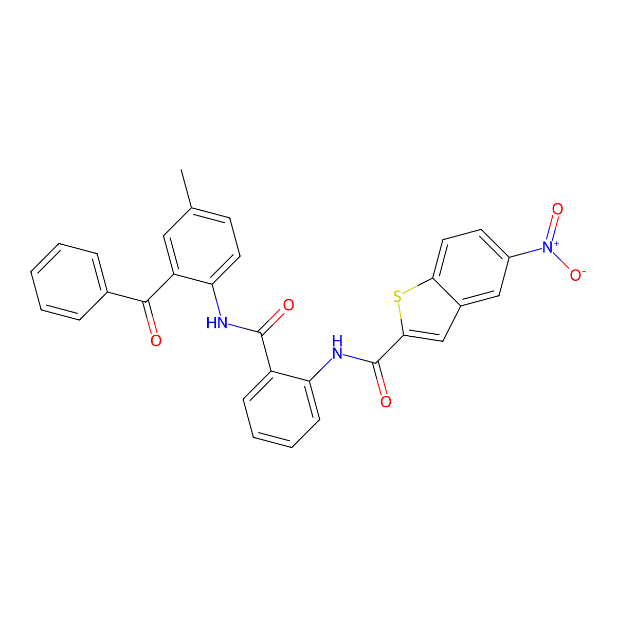 N-{2-[(2-benzoyl-4-methylphenyl)carbamoyl]phenyl}-5-nitro-1-benzothiophene-2-carboxamide molecular structure, CAS 476319-62-7