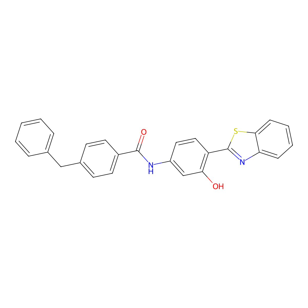 N-[4-(1,3-benzothiazol-2-yl)-3-hydroxyphenyl]-4-benzylbenzamide molecular structure, CAS 476320-02-2