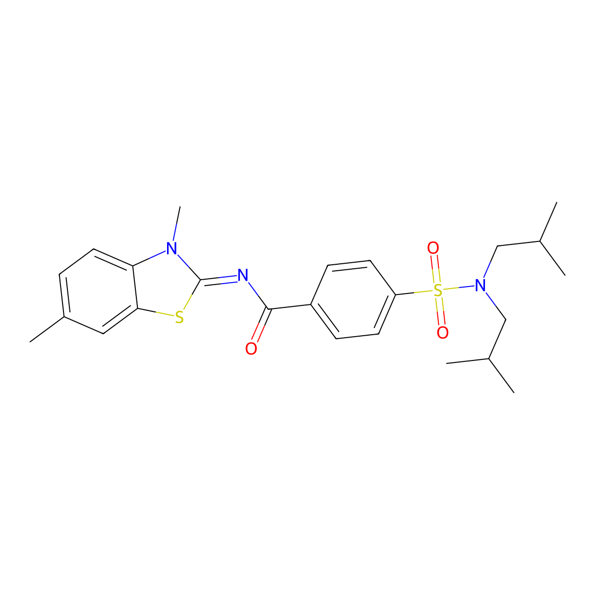 (E)-4-(N,N-diisobutylsulfamoyl)-N-(3,6-dimethylbenzo[d]thiazol-2(3H)-ylidene)benzamide molecular structure, CAS 476320-18-0