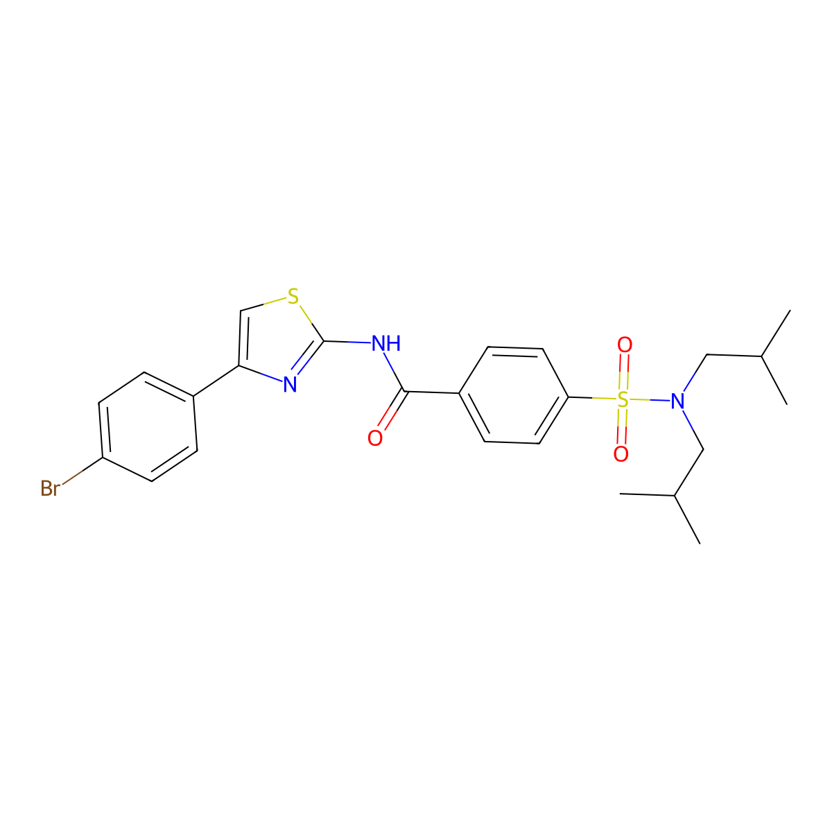 4-[bis(2-methylpropyl)sulfamoyl]-N-[4-(4-bromophenyl)-1,3-thiazol-2-yl]benzamide molecular structure, CAS 476320-26-0