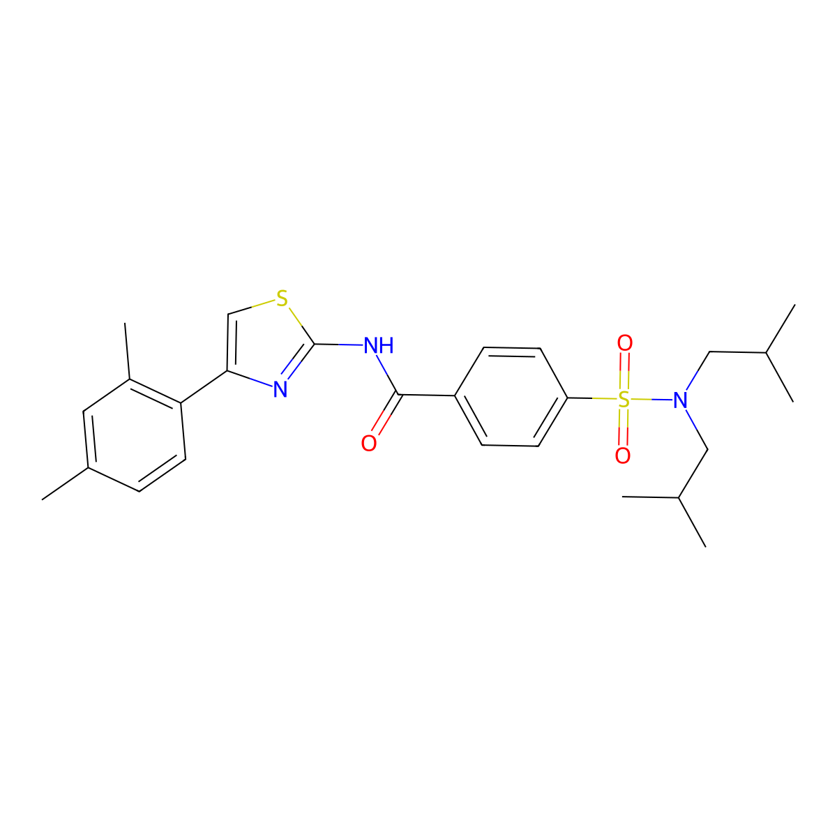 4-[bis(2-methylpropyl)sulfamoyl]-N-[4-(2,4-dimethylphenyl)-1,3-thiazol-2-yl]benzamide molecular structure, CAS 476320-31-7