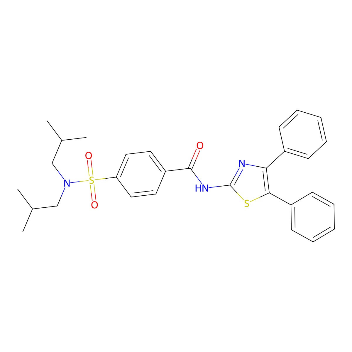 4-[bis(2-methylpropyl)sulfamoyl]-N-(4,5-diphenyl-1,3-thiazol-2-yl)benzamide molecular structure, CAS 476320-36-2