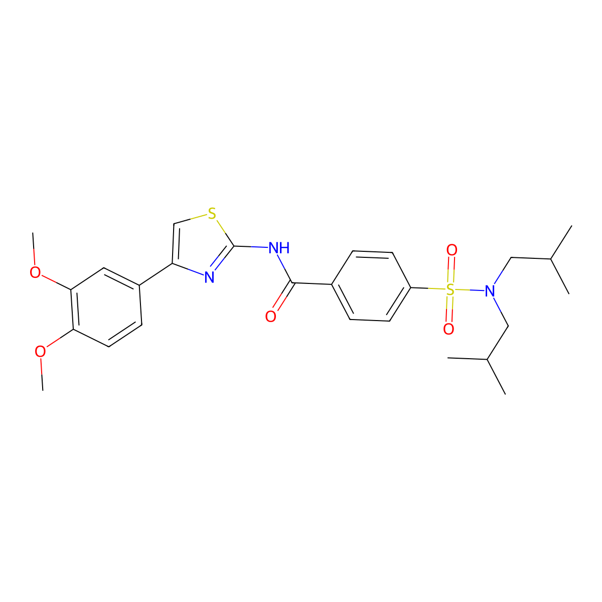 4-[bis(2-methylpropyl)sulfamoyl]-N-[4-(3,4-dimethoxyphenyl)-1,3-thiazol-2-yl]benzamide molecular structure, CAS 476320-39-5